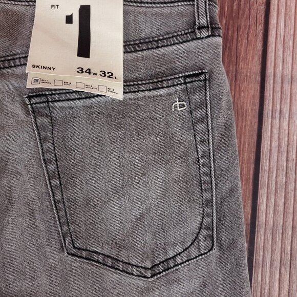 NWT Rag & Bone Mens Size 34X32 Fit 1 Skinny Aero Stretch Jeans Greysail $225 - Picture 9 of 15